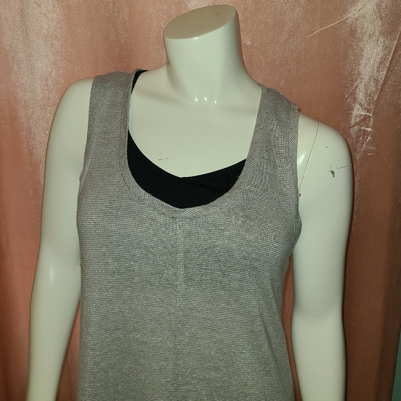 PrAna Gray Stripe Hemp Blend Tank Dress Size Small - Picture 2 of 7